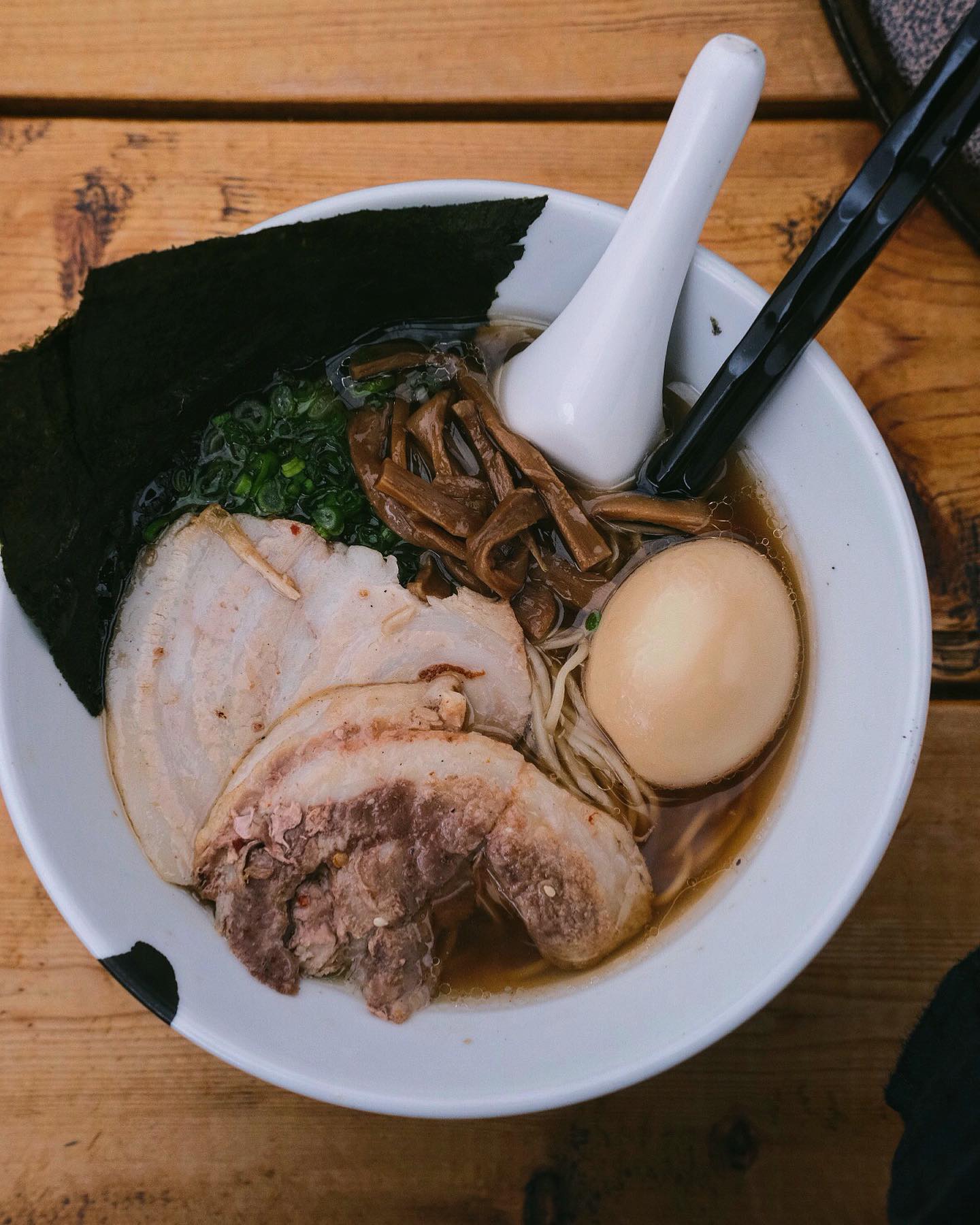 Nothing like ramen on a cold and rainy day. Do you add the Ajitama? It’s always a yes from me! 🍜

#ramen #nikkeiramenya 
@nikkeiramenya @tourismcomoxvalley